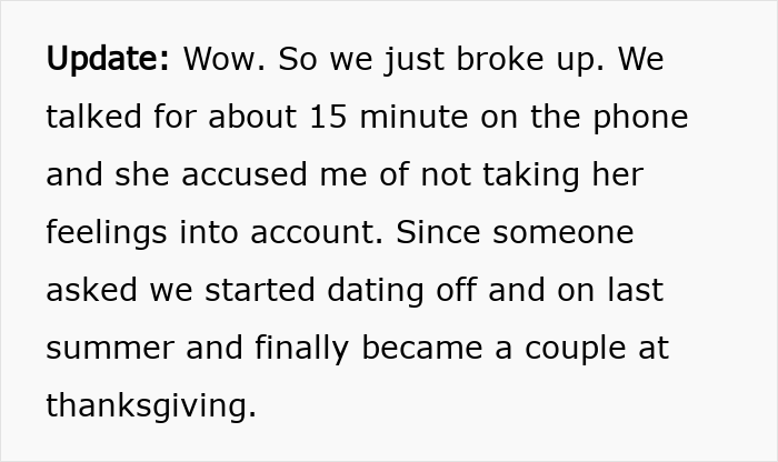 Text update explaining a guy’s breakup and realization he wasn’t the problem in his relationship.