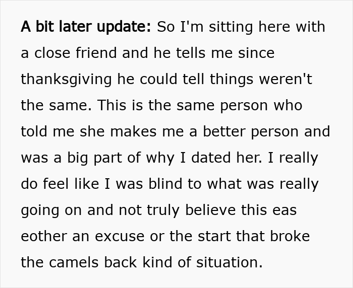 Text excerpt about a guy’s heroic actions leaving him single, highlighting his realization he wasn’t the problem.