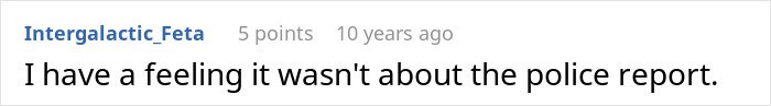 Text comment on a white background stating a user’s feeling about a police report not being the issue related to a guy’s heroic actions leaving him single.