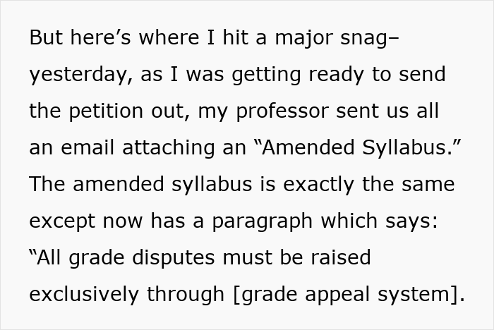 Screenshot of an email discussing amended syllabus and students’ concerns about professor’s phone rule enforcement in class.