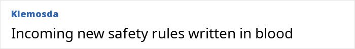 Text post titled Incoming new safety rules written in blood by user Klemosda, discussing safety measures after fire incidents.