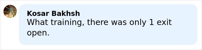 Comment from a waitress who escaped Swiss bar fire, highlighting safety concerns about the limited exit options during the incident.