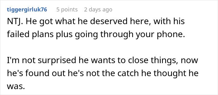 Screenshot of an online comment discussing a man’s plan to open relationship backfiring due to coworker disinterest.