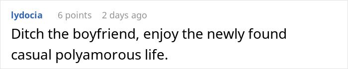 Comment on a forum post about a man’s plan to open relationship to date younger coworker backfiring when she’s not interested.