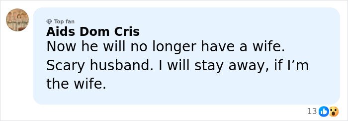 Comment about a husband violently trashing home after wife buys $215 dishwasher without telling him, showing online user reaction.