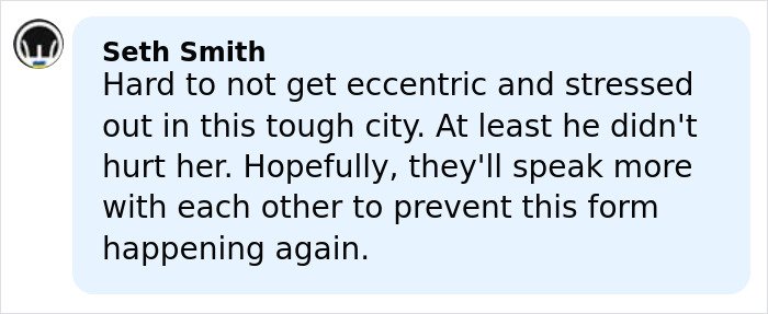 Comment from Seth Smith expressing concern about stress and hope for better communication to prevent violent incidents.
