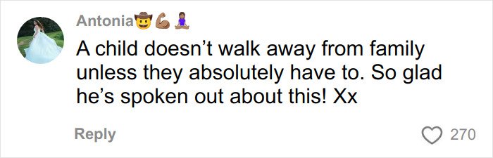 Comment on social media expressing support for Brooklyn Beckham finally breaking silence on family feud.
