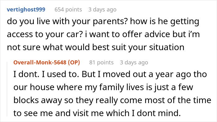 Text conversation showing a man upset his 27-year-old son won’t let him track his car with an AirTag for safety.