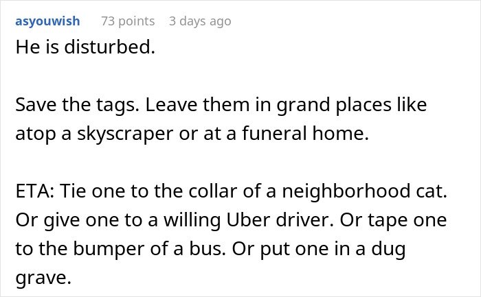 Comment text discussing a man upset his 27-year-old son won’t let him track his car with an AirTag for safety.