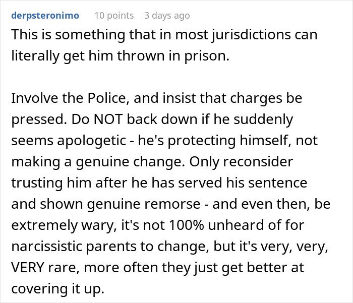 Comment discussing legal risks and involvement of police when a man upset his 27YO son won’t let him track his car with an AirTag for safety.