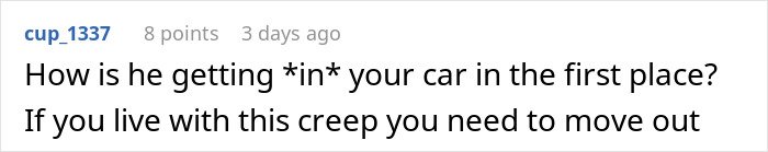Screenshot of a social media comment discussing a man upset his 27-year-old son won’t let him track his car for safety.