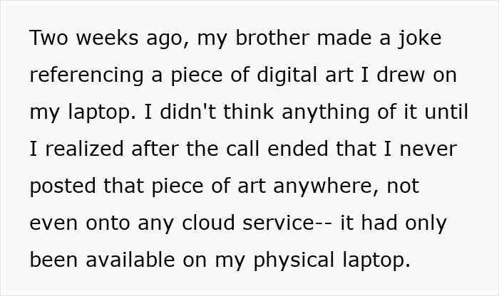 Text about a woman’s brother showing stalker tendencies affecting her college, job, and mental health.