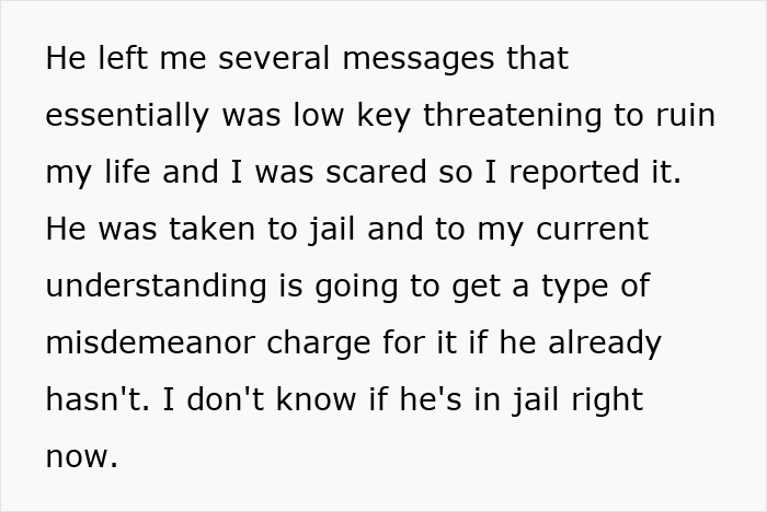 Text about a woman’s brother’s stalker tendencies causing her to lose college, job, and mental stability.