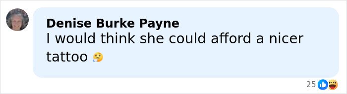 Comment expressing opinion about Nicola Peltz's tattoo in relation to the Beckham family drama on social media.