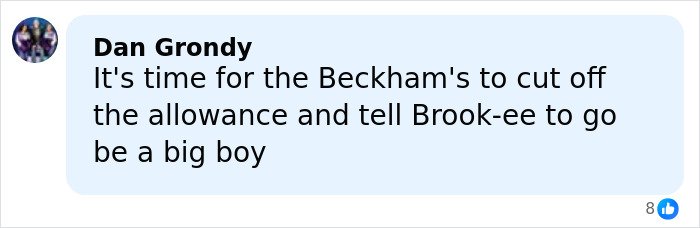 Comment on social media discussing the Beckham family and a pointed message related to Nicola Peltz's tattoo translation.