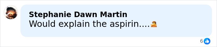 Comment on social media mentioning aspirin, relating to health speculation about droopy face as doctor raises concerns.