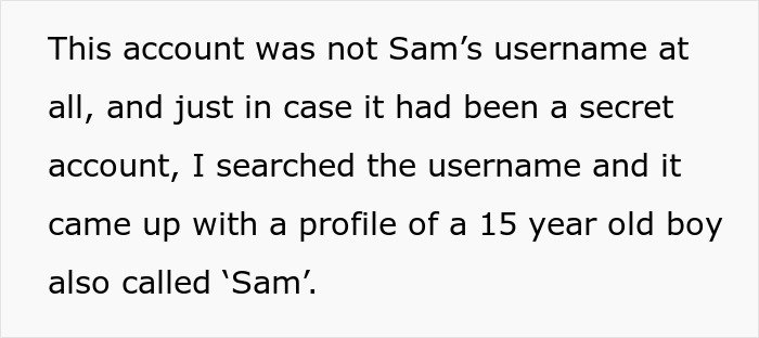 Screenshot of text explaining investigation of a fake account related to cheating evidence fabrication plan backfiring.