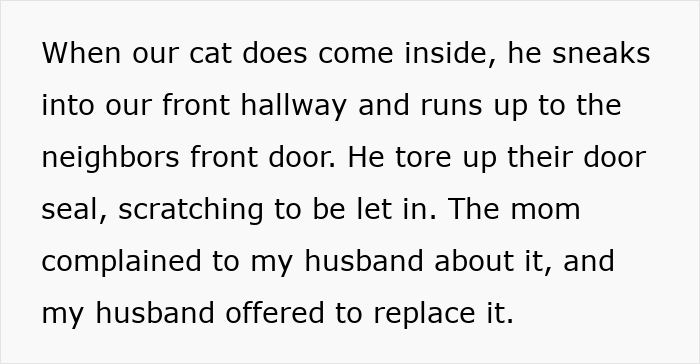 Cat disappearing for days as neighbor keeps adopting him, causing scratches and door damage trying to get inside.