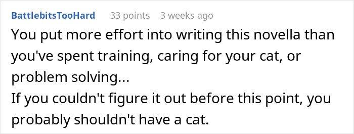 Reddit comment discussing the mystery of a person’s cat disappearing for days and neighbor adopting him.