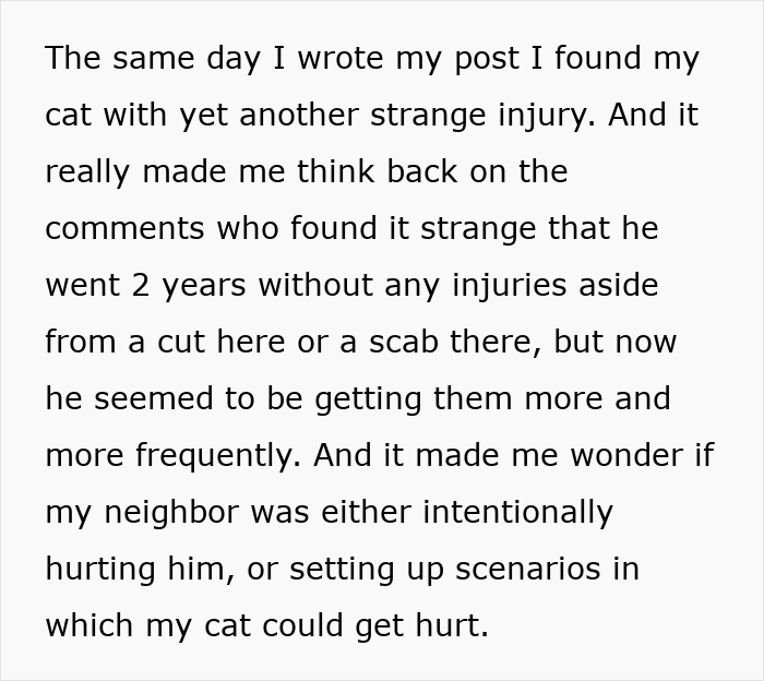 Alt text: Cat disappearing for days with injuries, owner suspects neighbor’s involvement in adopting and harming the cat