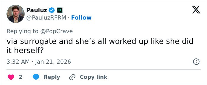 Tweet discussing Meghan Trainor’s photo with secret surrogate baby and public reactions online at early morning.