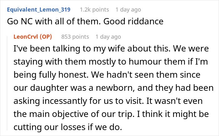Screenshot of an online discussion expressing support for parents banning grandparents after spanking a 3-year-old.