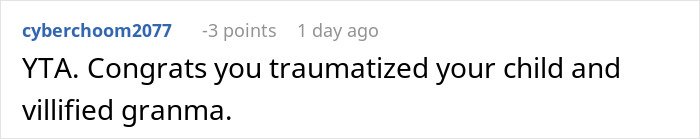Screenshot of a social media comment criticizing grandparents for spanking a 3-year-old, sparking parental ban.