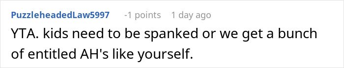 Reddit comment discussing discipline and spanking related to grandparents teaching a lesson to a 3-year-old child.