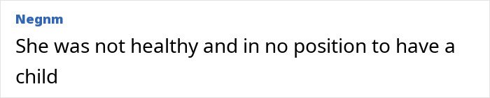 Comment text saying she was not healthy and in no position to have a child, related to Tommy Lee Jones's daughter case.