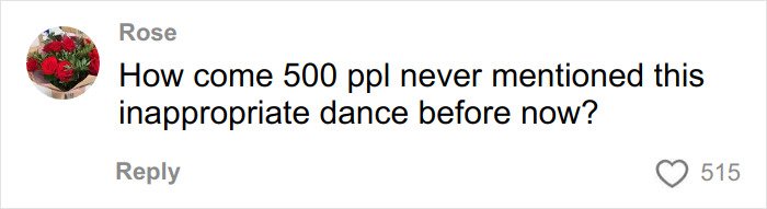 Comment by user Rose questioning why Victoria Beckham’s inappropriate dance was never mentioned before at the wedding event.