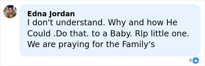 Facebook comment expressing grief and prayers for the family of the five-year-old who disappeared in Alligator Alley.