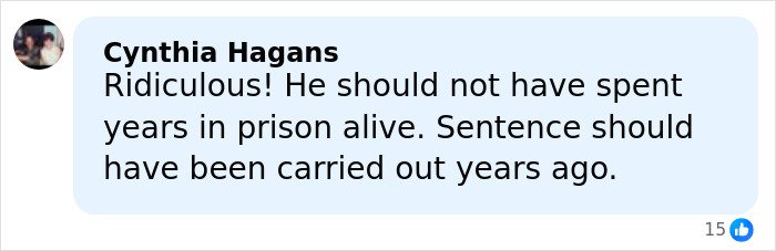 Comment from Cynthia Hagans expressing outrage over a prison sentence and its delayed e*******n in a legal case.