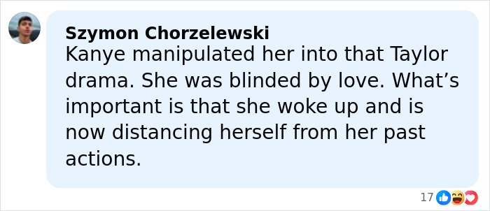 Comment screenshot discussing Taylor Swift drama and Kim Kardashian&rsquo;s distancing amid Blake Lively text reveal suspicion.