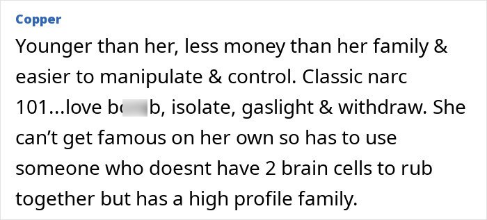 Comment from sister of Nicola Peltz's ex takes a vicious swipe at actress after Brooklyn Beckham's rant.