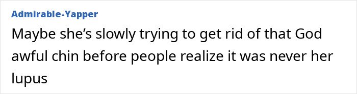 Comment on a social platform discussing fans blaming plastic surgery for Selena Gomez's transformation in recent photos.