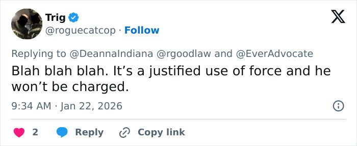 Tweet discussing the autopsy released by Renee Good’s family revealing new details of her final moments.