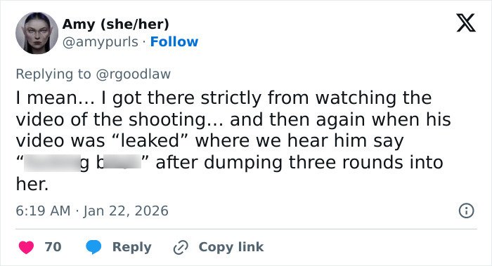 Screenshot of a tweet discussing new autopsy details revealing harrowing moments of Renee Good’s final shooting.
