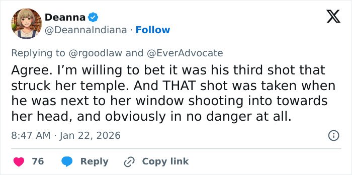 Tweet discussing details of a shooting incident related to Renee Good’s autopsy revealing harrowing final moments.