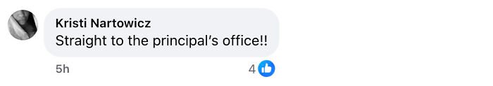 Comment on social media reading Straight to the principal’s office related to assistant principal accused of Walmart theft scheme.