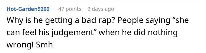 Comment discussing husband telling wife not to use dangerous gift from her mom and her refusing to listen online.