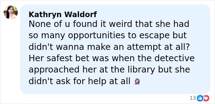 Comment by Kathryn Waldorf questioning missed escape opportunities in Elizabeth Smart’s Netflix documentary Kidnapped.