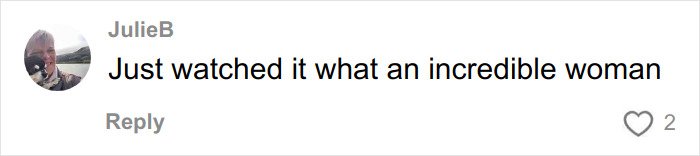 Comment from user JulieB praising an incredible woman after watching Elizabeth Smart's Netflix documentary Kidnapped.