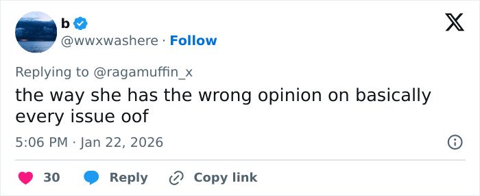 Screenshot of a social media reply discussing opinions, related to British actress Jameela Jamil and Blake Lively.