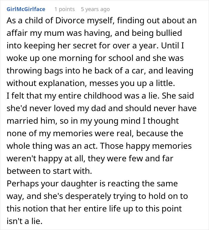 Dad feeling guilty and distancing himself from daughter during messy divorce, uncovering heartbreaking family truth.