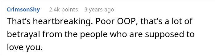 Comment expressing heartbreak and betrayal in a discussion about a dad feeling guilty for distancing himself from daughter amid messy divorce