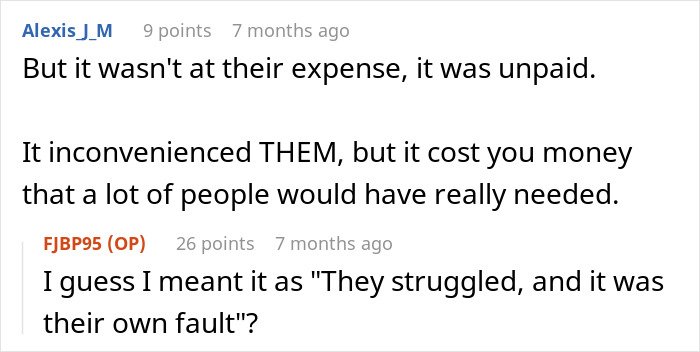 Text conversation about unpaid suspension and its financial impact, relating to boss suspends waiter to teach him a lesson.