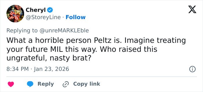Screenshot of a tweet criticizing Nicola Peltz, highlighting the bratty behavior amid Victoria Beckham feud going viral.
