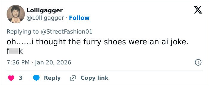 Screenshot of a Twitter reply mocking Jaden Smith's debut Christian Louboutin collection with the term Black Brooklyn Beckham.