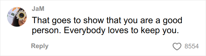 Comment on social media post about woman sharing why she has 7 parents, showing positive support and admiration.