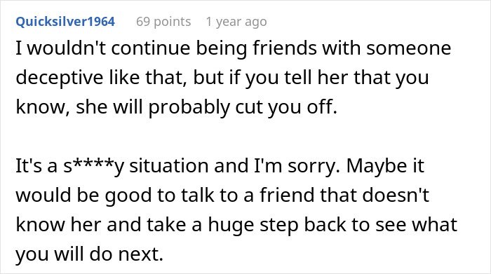 Comment discussing a woman who decides to lie about her career with deceptive and wild stories for years.